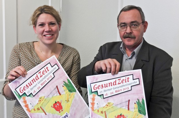 Katrin LInthorst und Rudolf Pinkal präsentieren die Gesundheitswoche. © Stadt Herne, Christoph Huesken
