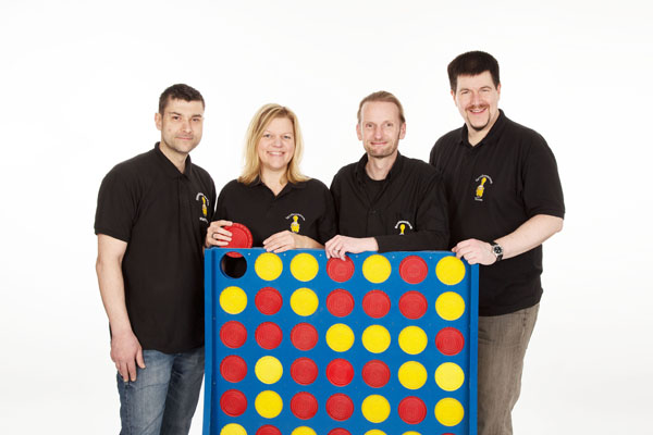 Das neue Team des Spielezentrums: Markus Swatlak, Susanne Klaus, Karsten Höger und Thomas Moder. © Spielezentrum.