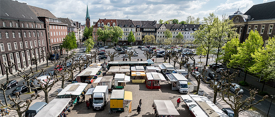 Der Wochenmarkt - jetzt kompakter. © Thomas Schmidt, Stadt Herne.
