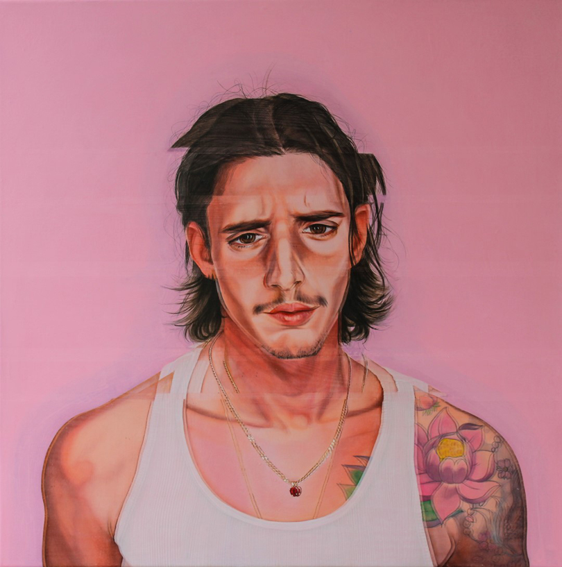 Pavel Gempler, Portrait, cut (pink, Alechad), 80x80cm © KUBOSHOW KUNSTMESSE
